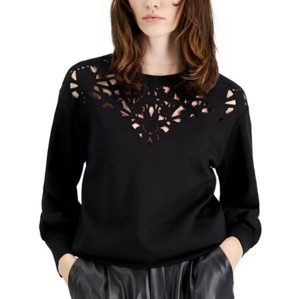 INC Laser Cut Black Sweater